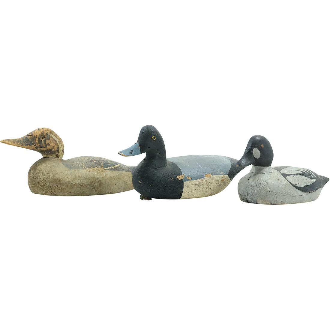 [3] Signed Assorted Antique Wooden Duck Decoys: Rube Corlini, Parquette, Franco List (1 of 17)