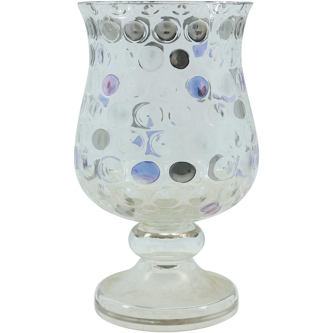 Crystal Glass Pedestal Base Vase with Color Dots Decoration 10 inches height: Crystal Glass Pedestal Base Vase with Color Dots Decoration 10 inches height. size: 10 x 5.5