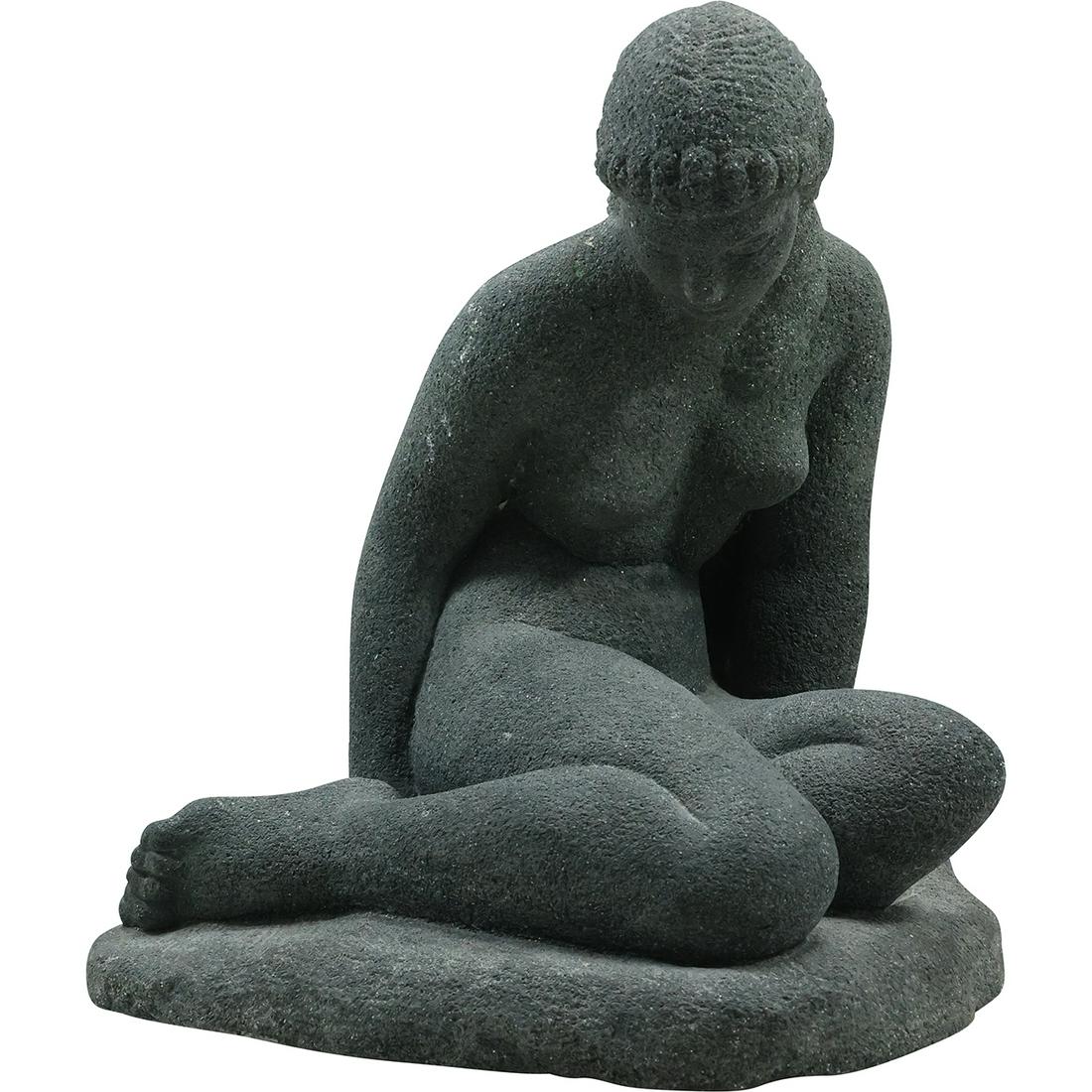 William Zorach attributed Carved Stone Seated Nude Female Sculpture 13.5 inches height: William Zorach attributed Carved Stone Seated Nude Female Sculpture 13.5 inches height. size: 13.5 in. x 14 in.