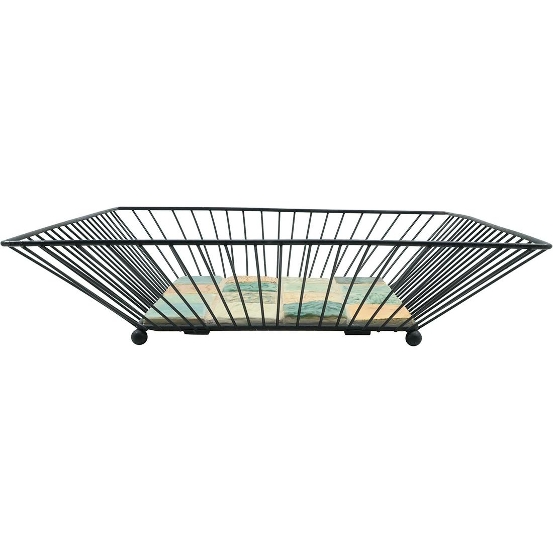 Warwick Hills Studio Mid-Century Modern Metal Wire and Tile Basket Tray 14.25 inches (1 of 15)