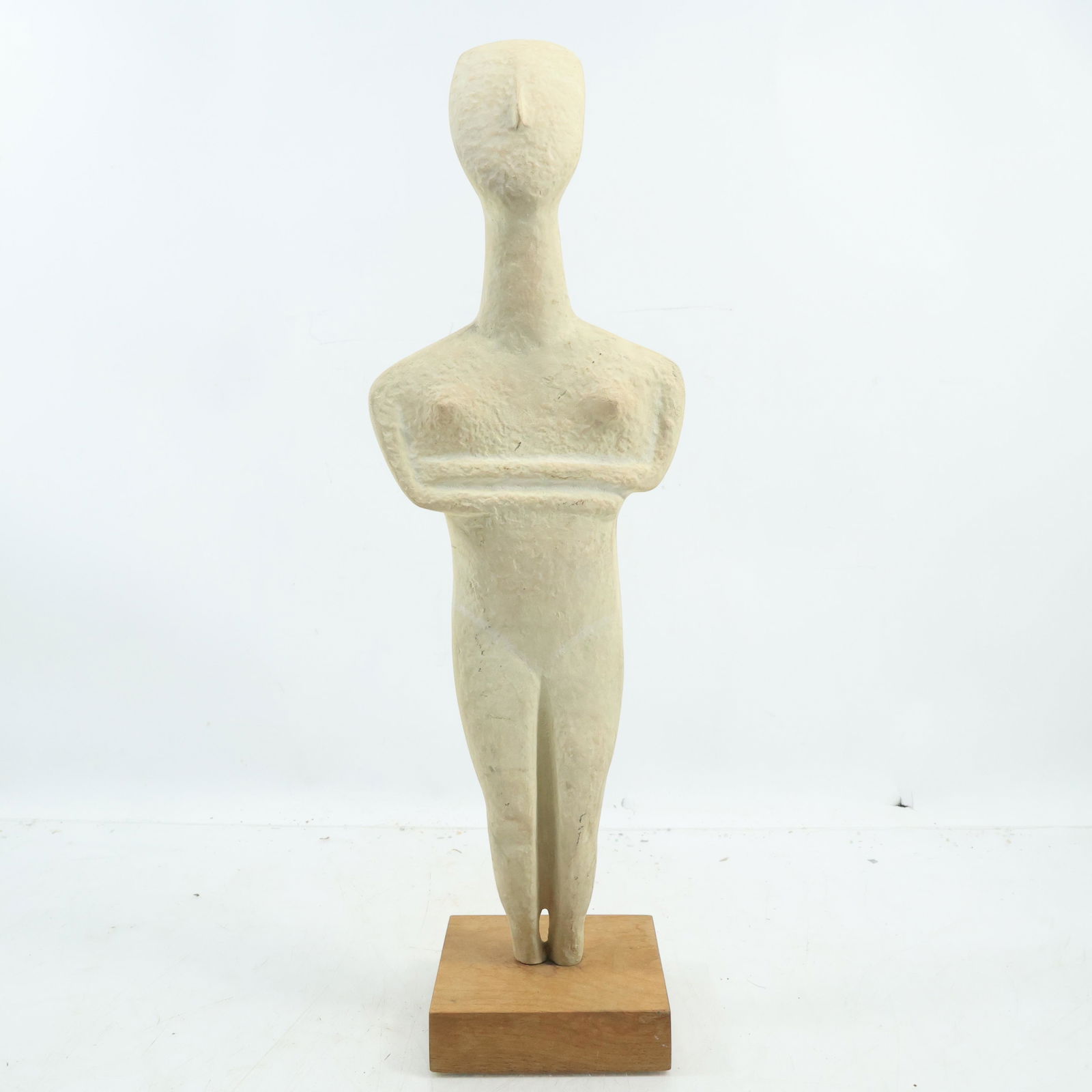 Mid-Century Modern Standing Figure with Arms Crossed Mounted on Wood Base 17.25 inches h. (1 of 16)