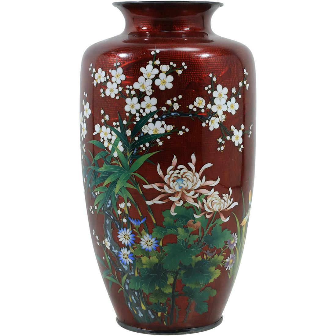 20thC. Japanese Ginbari Cloisonne Enameled Vase (1 of 19)