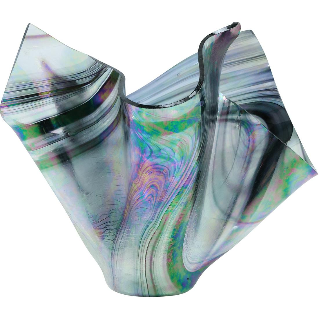 Iridescent Art Glass Handkerchief Vase 7 inches height x 8 inches wide: Iridescent Art Glass Handkerchief Vase 7 inches height x 8 inches wide. size: 7x8