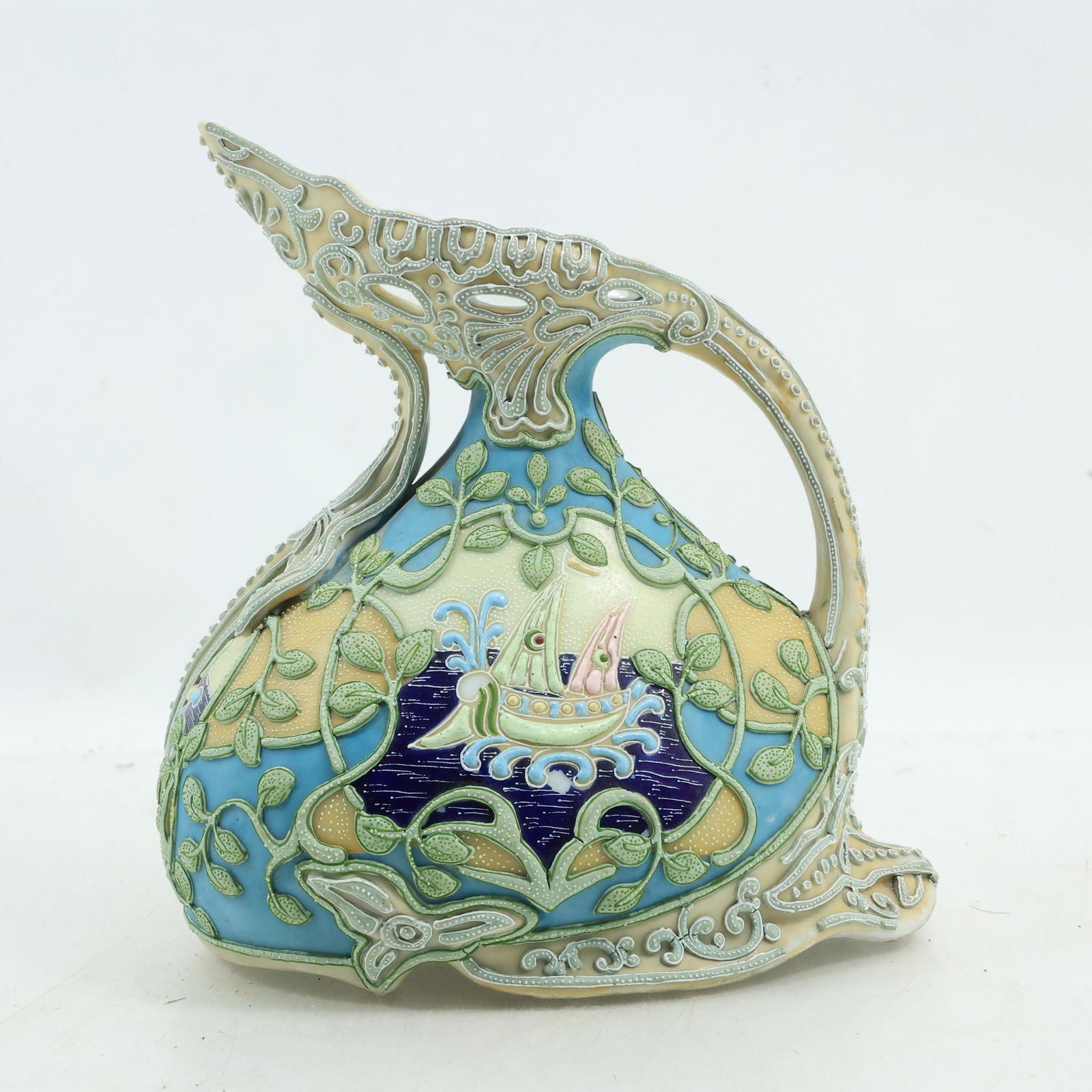 Fabulous Imperial Nippon CORALENE Pitcher with Gondola Boat Scenic Panel 7.75 inches height (1 of 18)