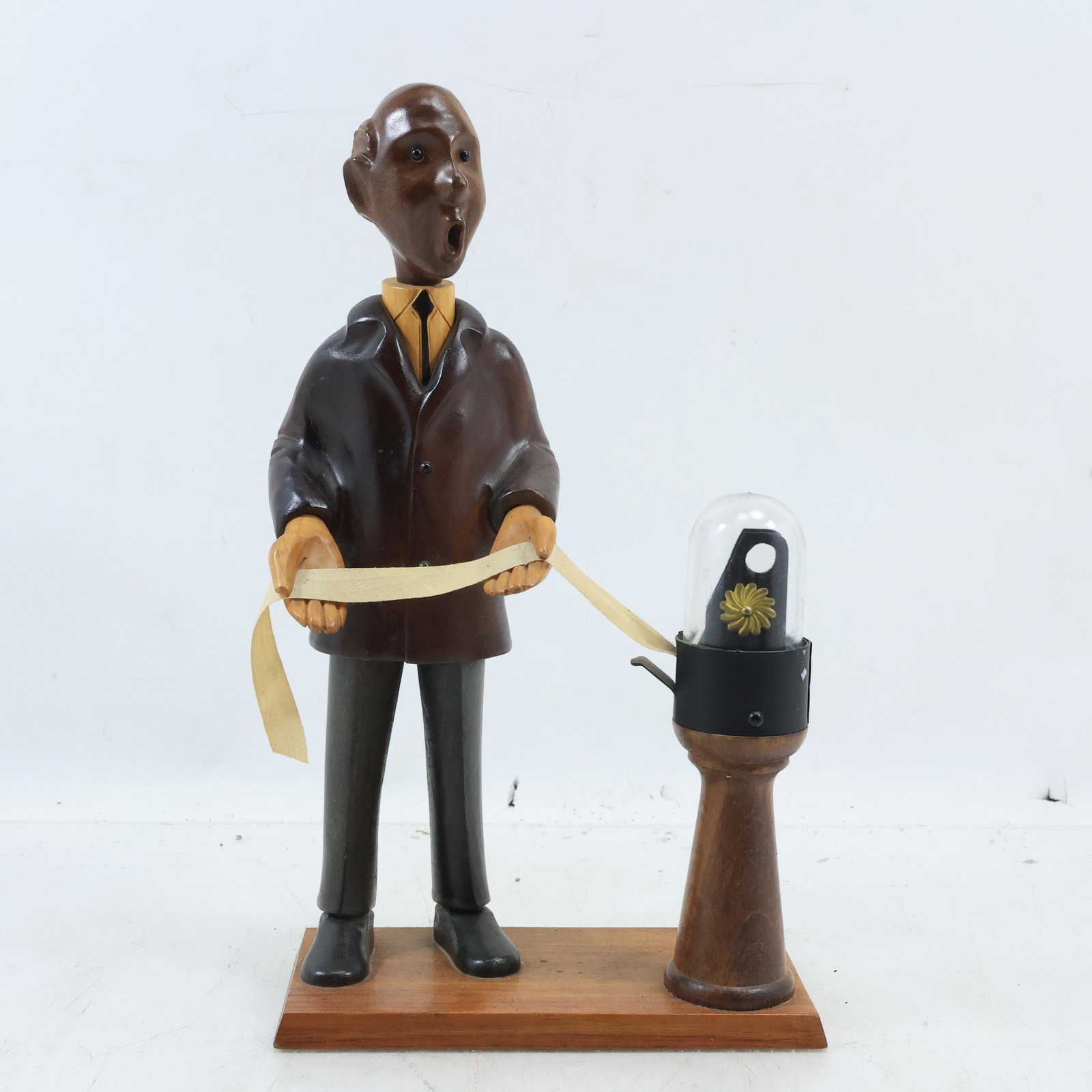 Italian Polished Teak Woods Stock Market Ticker Tape Reader Man Figure 12 inches height (1 of 17)