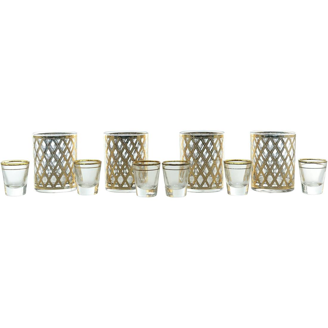 Imperial Glass Co. Gold Trim [4] Whiskey Glasses and [6] Shot Glasses (1 of 17)