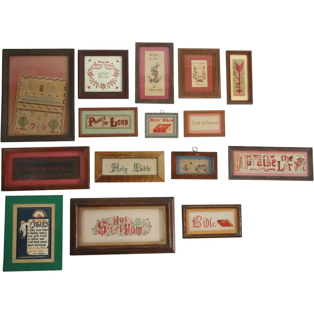 Estate Grouping of 15 Antique and Vintage Petti Point , Each Framed (1 of 16)