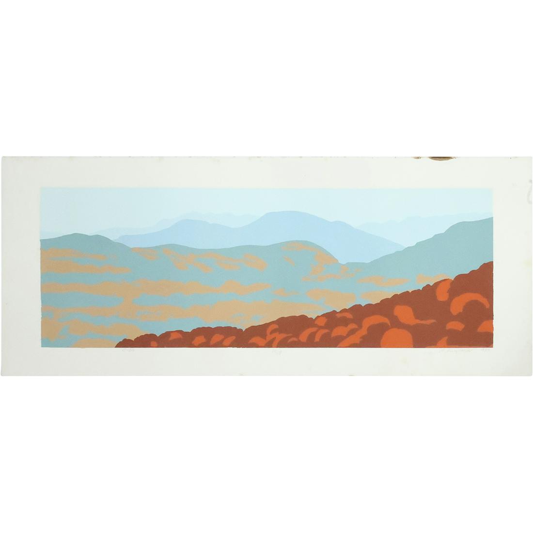 Robert Angeloch 1988, Woodcut, Catskill Mountains Skyline, Pencil Signed, Numbered and Dated (1 of 14)