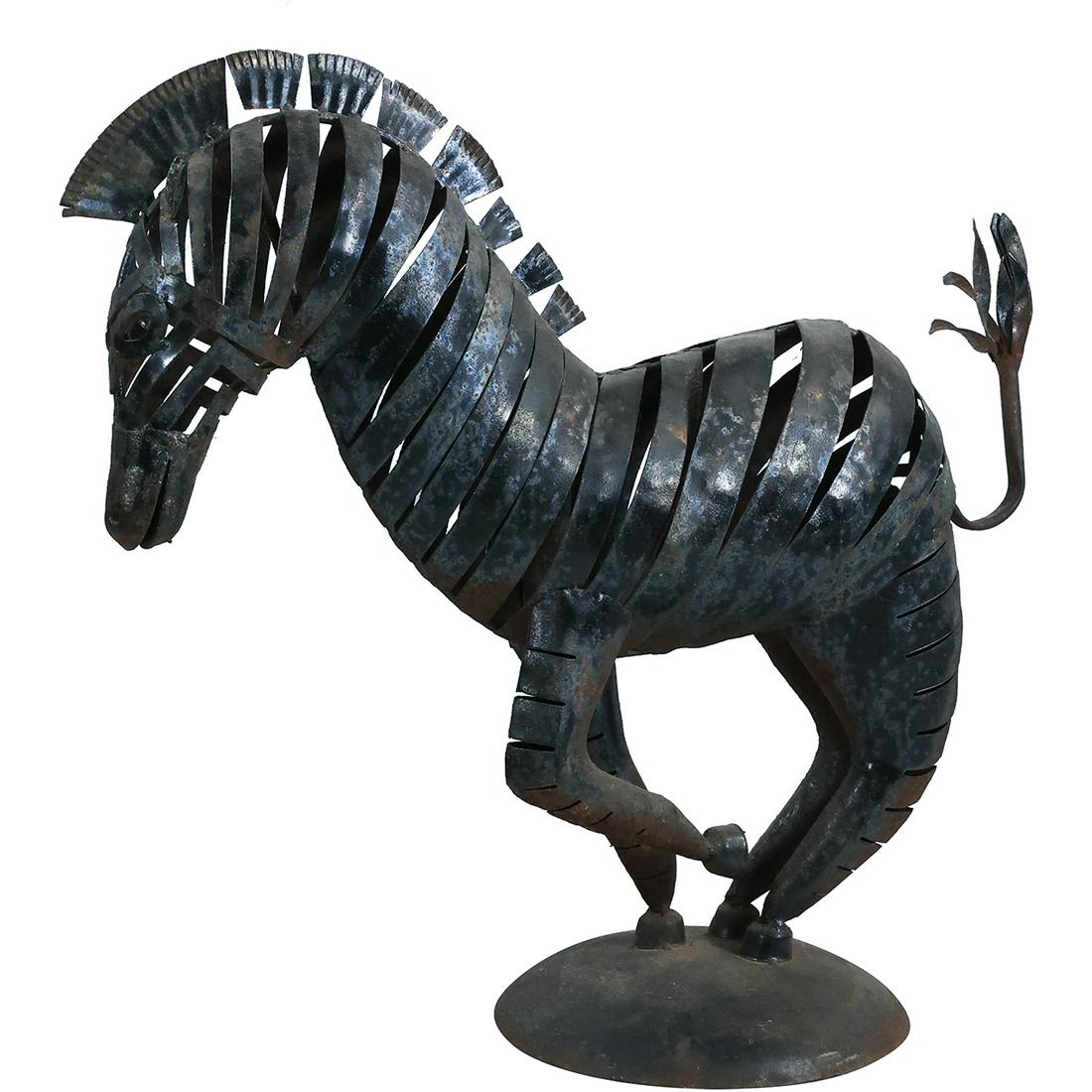 20th C. Mid Century Modern Sheet Metal Zebra Folk Art Sculpture 23.5 inches height (1 of 19)