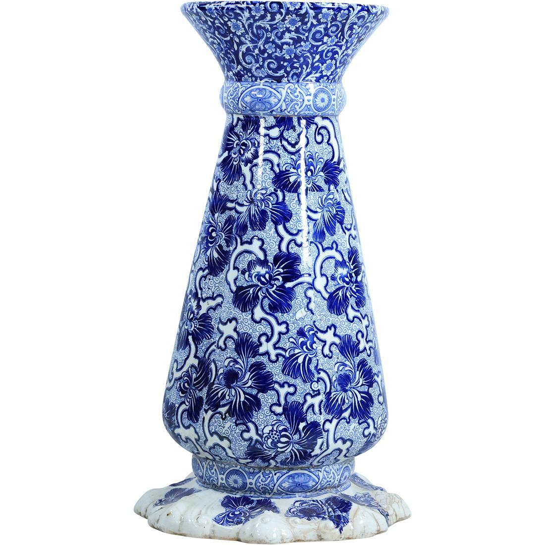 Haddocks Ambenton Works Royal Porcelain Blue & White Chintz Pedestal Fern Stand: Haddocks Ambenton Works Royal Porcelain Blue & White Chintz Pedestal Fern Stand. size: 22.75x12.5