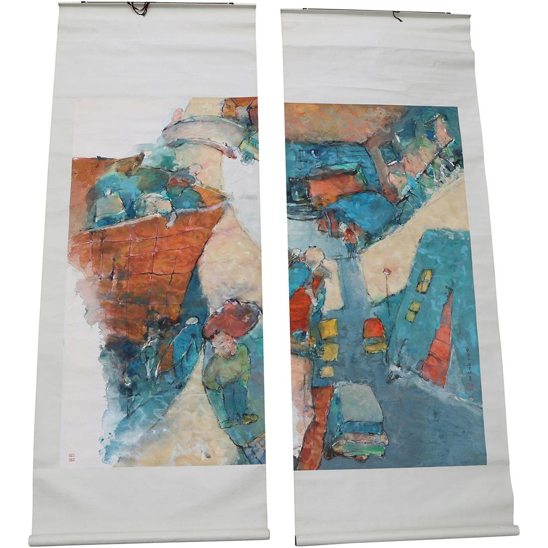 [2] Oriental Japanese or Chinese SCROLL Paintings 78 inches x 30.5 inches (1 of 20)