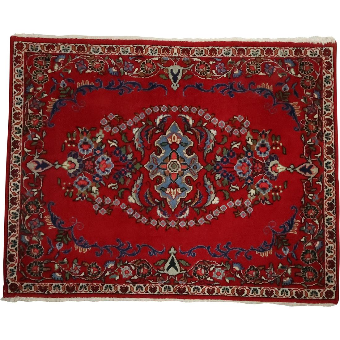 Persian Hand Made Wool Rug Red Field Kashan 29.5 inches by 36.5 inches, clean (1 of 13)