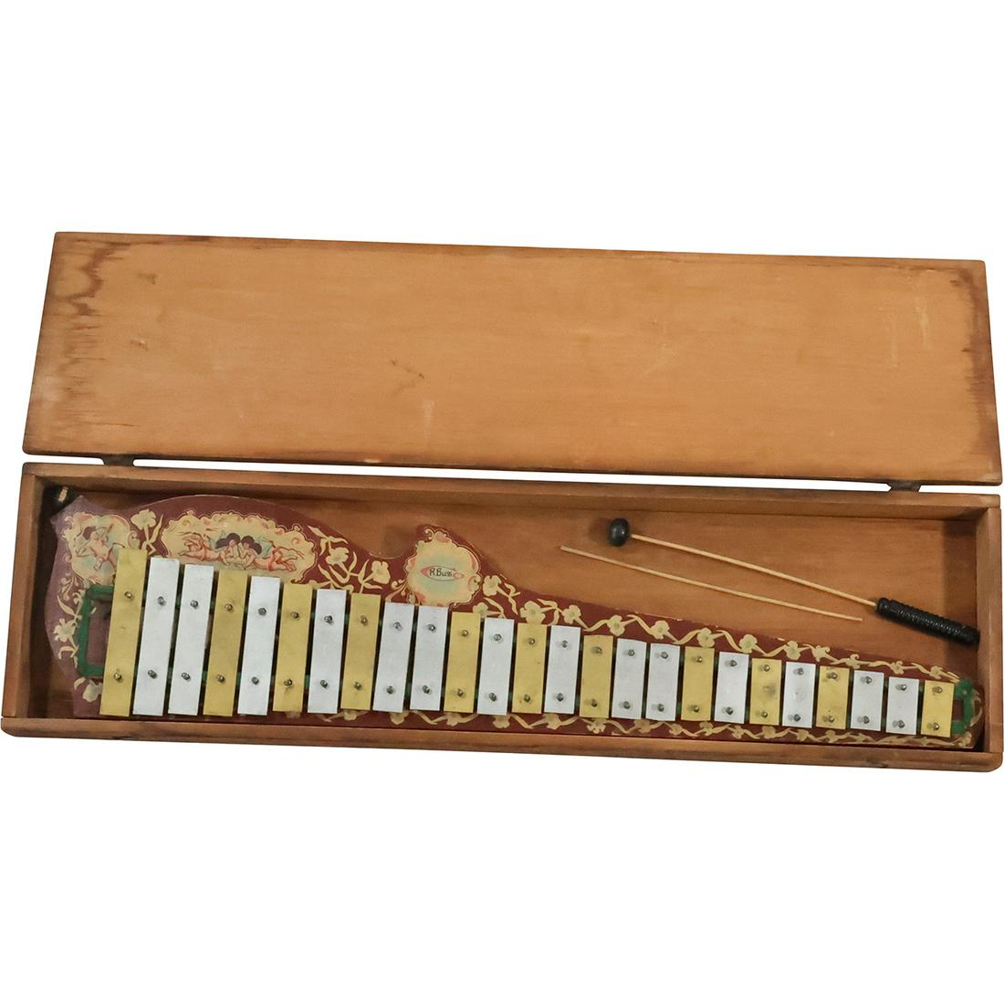 R Buss, Vintage Xylophone Instrument in Original Case with Mallets, 33 inches length (1 of 13)