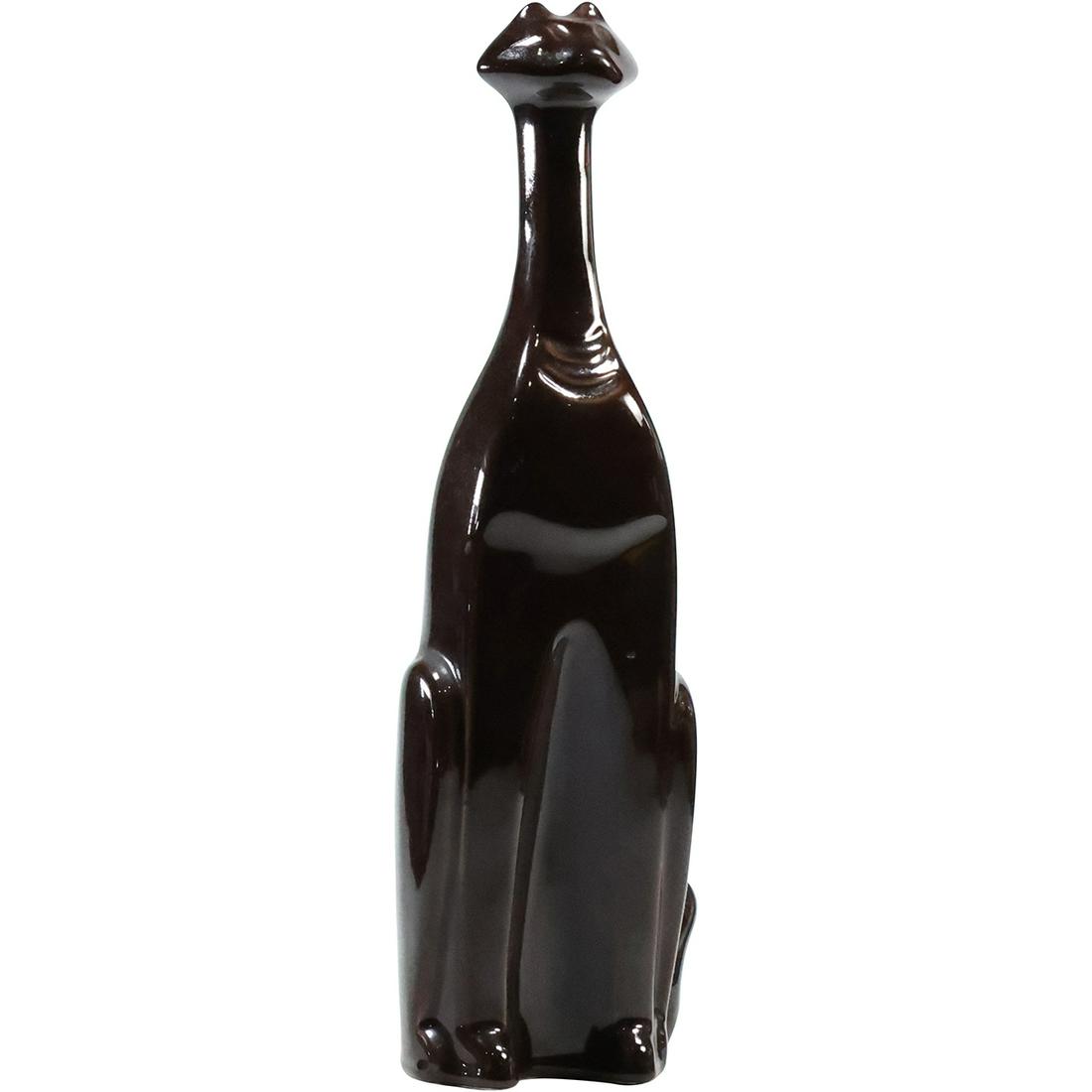 Brown Glazed Ceramic Modern Design Tall Cat Figure 12 inches height (1 of 12)