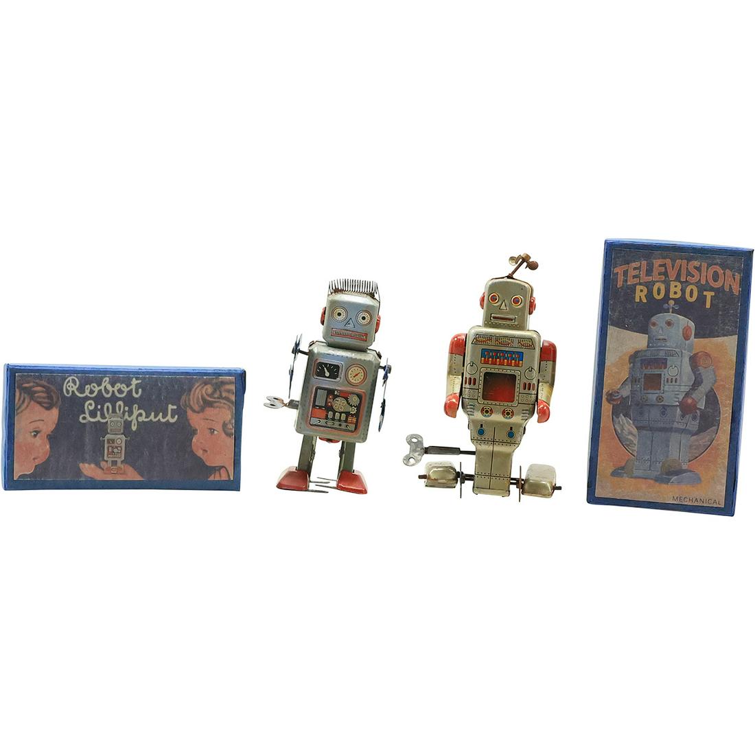 [2] Toy Tin Robots in Original Boxes: Robot Lilliput and Television Robot (1 of 20)