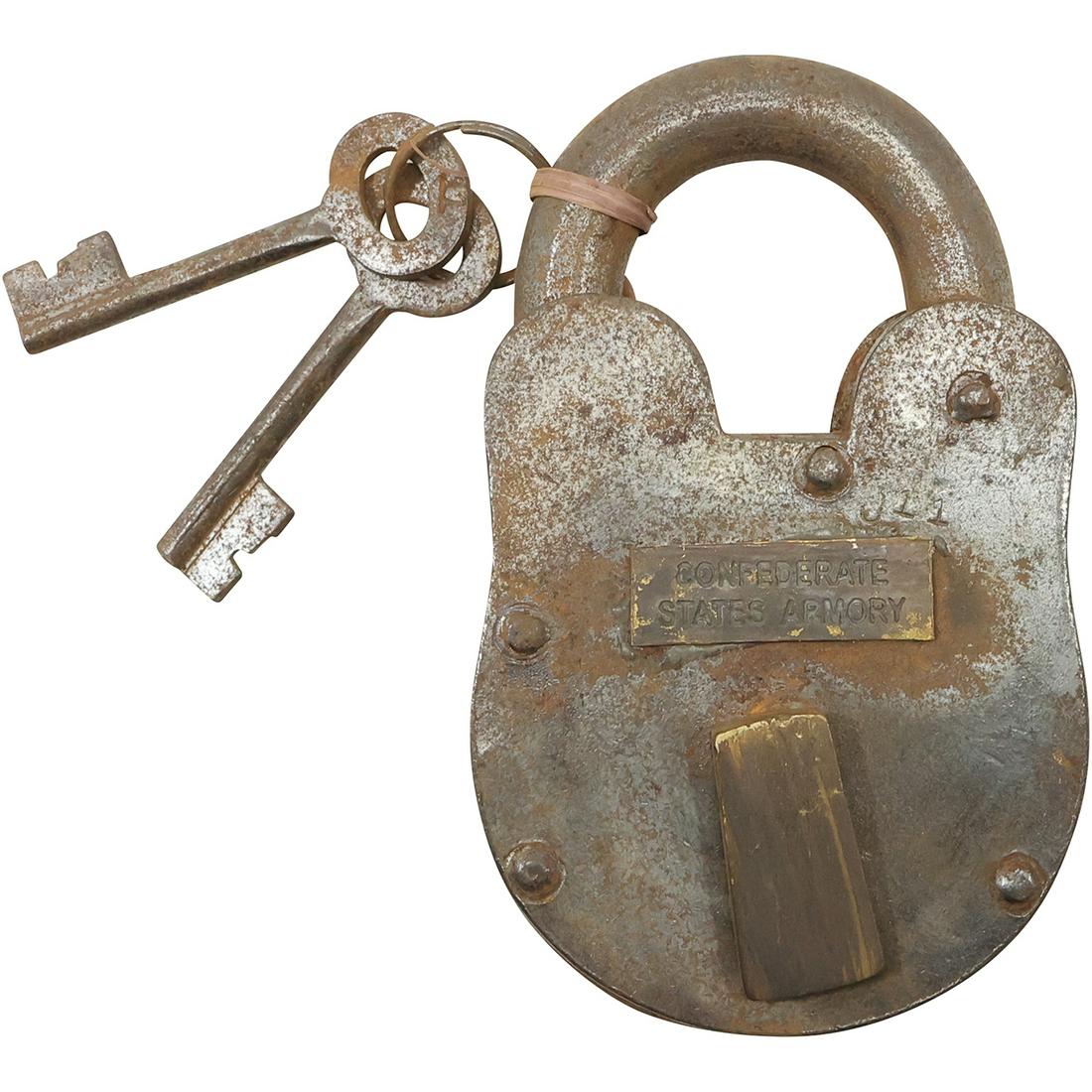 Novelty Confederate State Armory Steel Padlock with Keys (1 of 19)