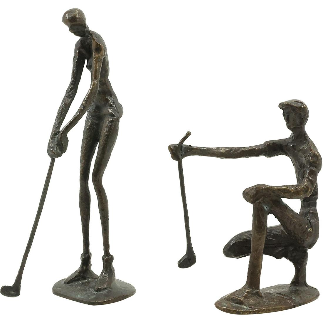 [2] Bronze Cast GOLFER +Figures Statues Sculptures 6.5 inches and 9.25 inches heights (1 of 20)