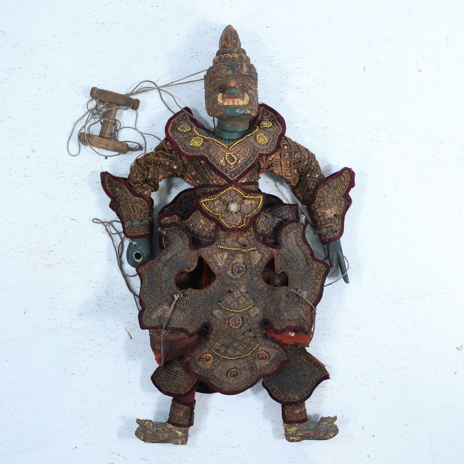 Antique Burmese Marionette Puppet, Wooden, Intricately Decorated, 25 inches length (1 of 20)