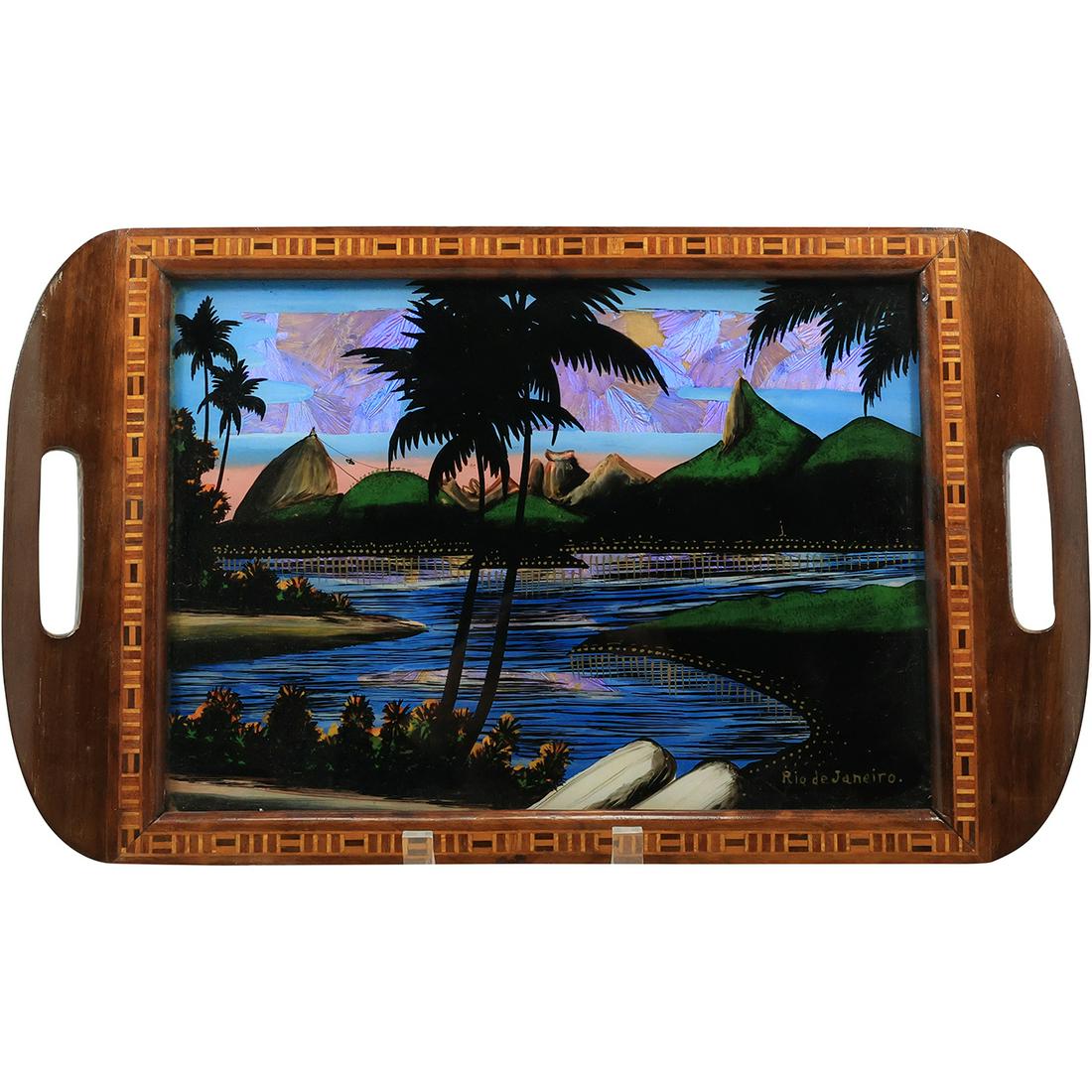 Art Deco Serving Tray - Rio De Janeiro Brasil Scenic 18.75 inches length (1 of 19)