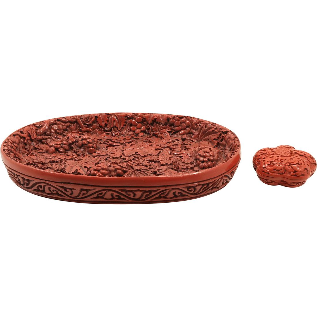 [2] Red Cinnabar Round Tray and Red Cinnabar Round Trinket Box (1 of 18)