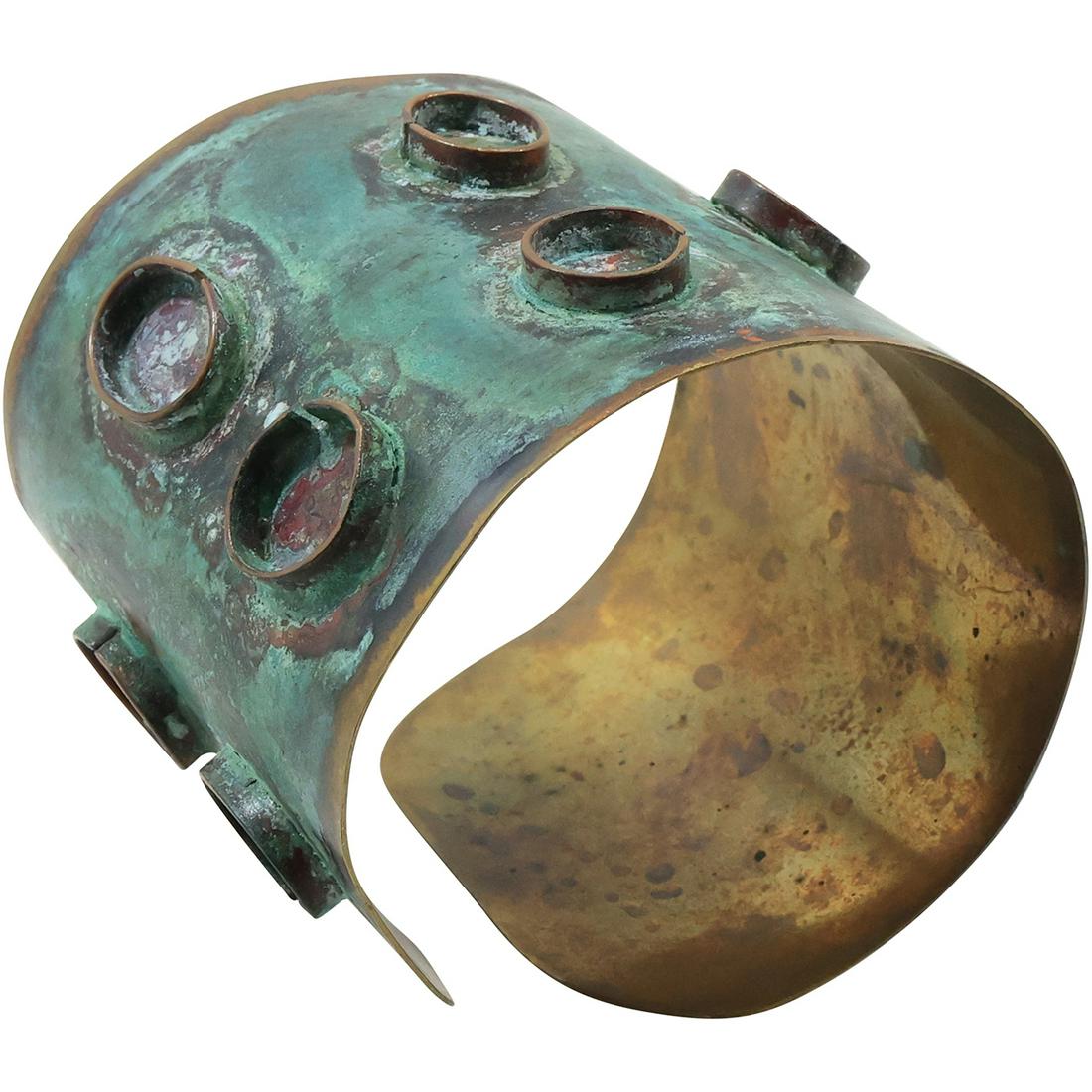 Designer Brass Brutalist Wide Cuff Bracelet 3 in. x 3 1/4 in. x 3 in. (1 of 15)