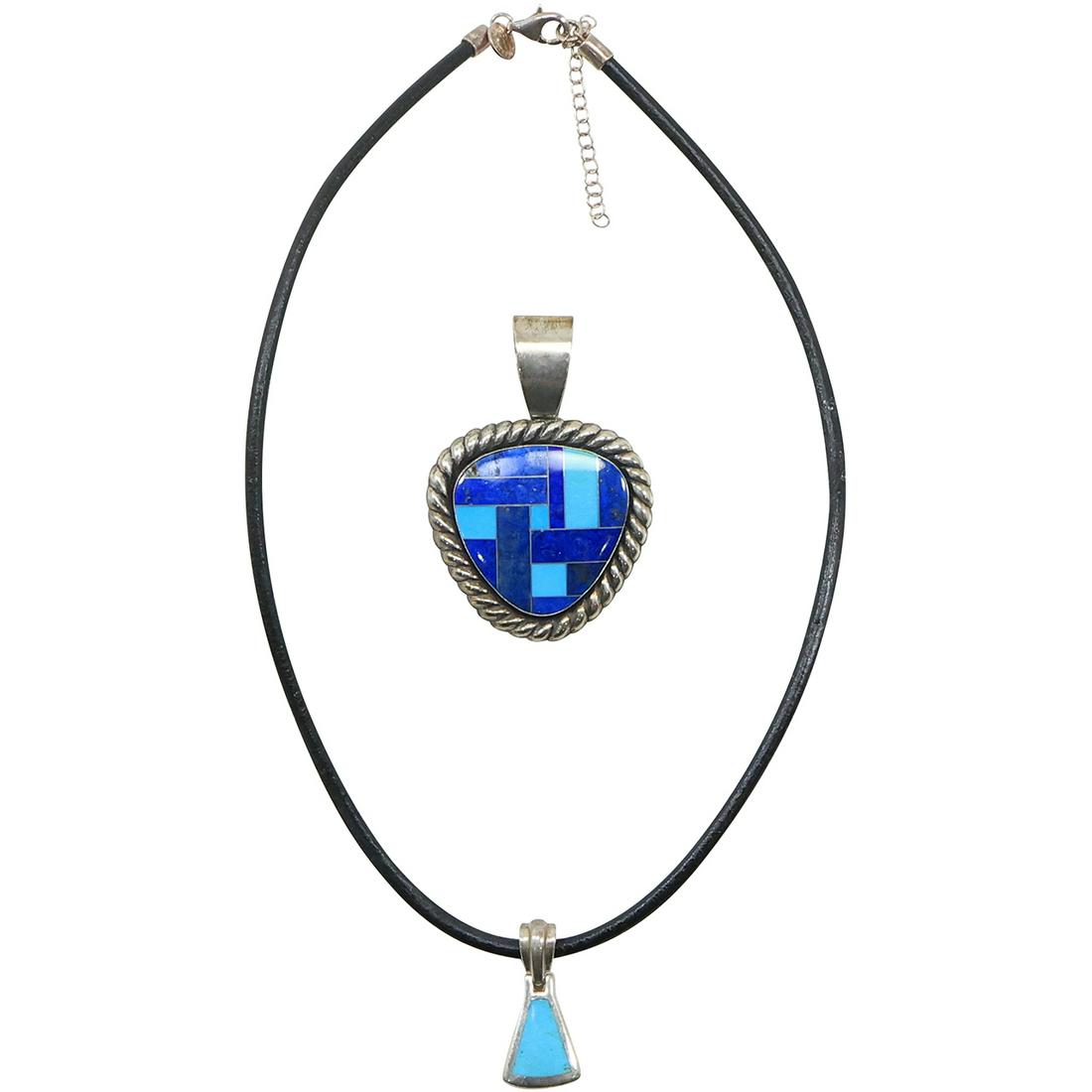 [2] .925 Sterling Carolyn Pollack Relios Lapis & Turquoise Pendant; .925 Turquoise Pendant Necklace (1 of 14)