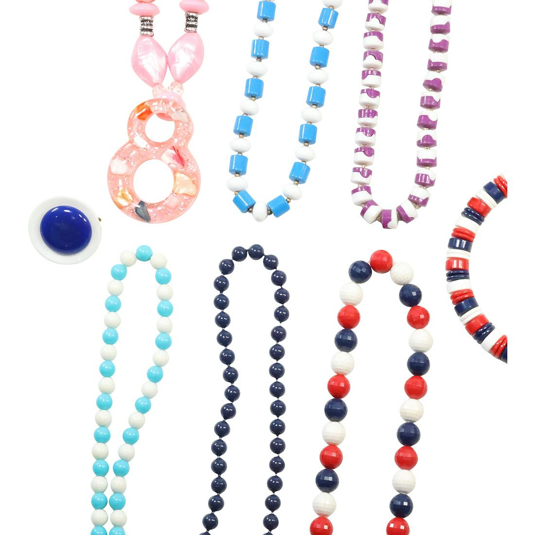 [8] Assorted 1950s Plastic Designer Necklaces and Other 15 in. x 2 1/4 in. to 7 in. x 1/4 in. (1 of 18)