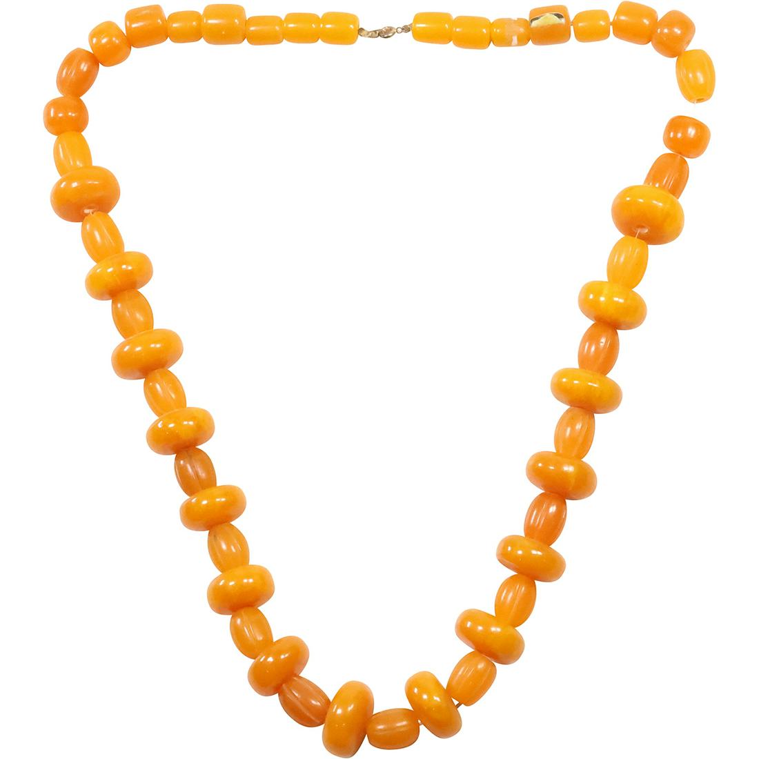 Large Faux Bakelite Butterscotch Beads Necklace 15 in. x 1 1/8 in. x 3/8 in. (1 of 12)