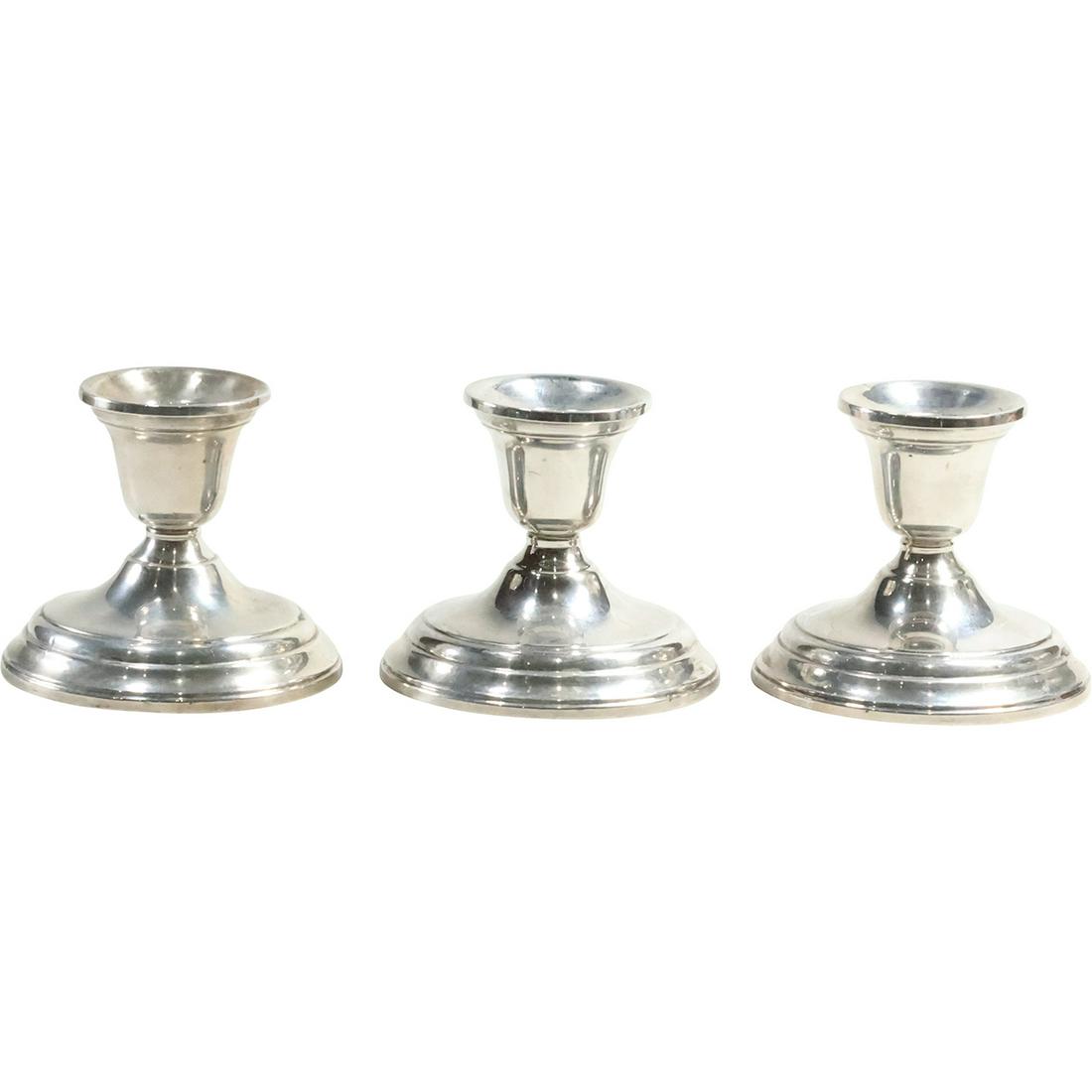 [3] Sterling Silver Weighted Candlesticks 3 1/4 in. x 3 5/8 in. (1 of 14)