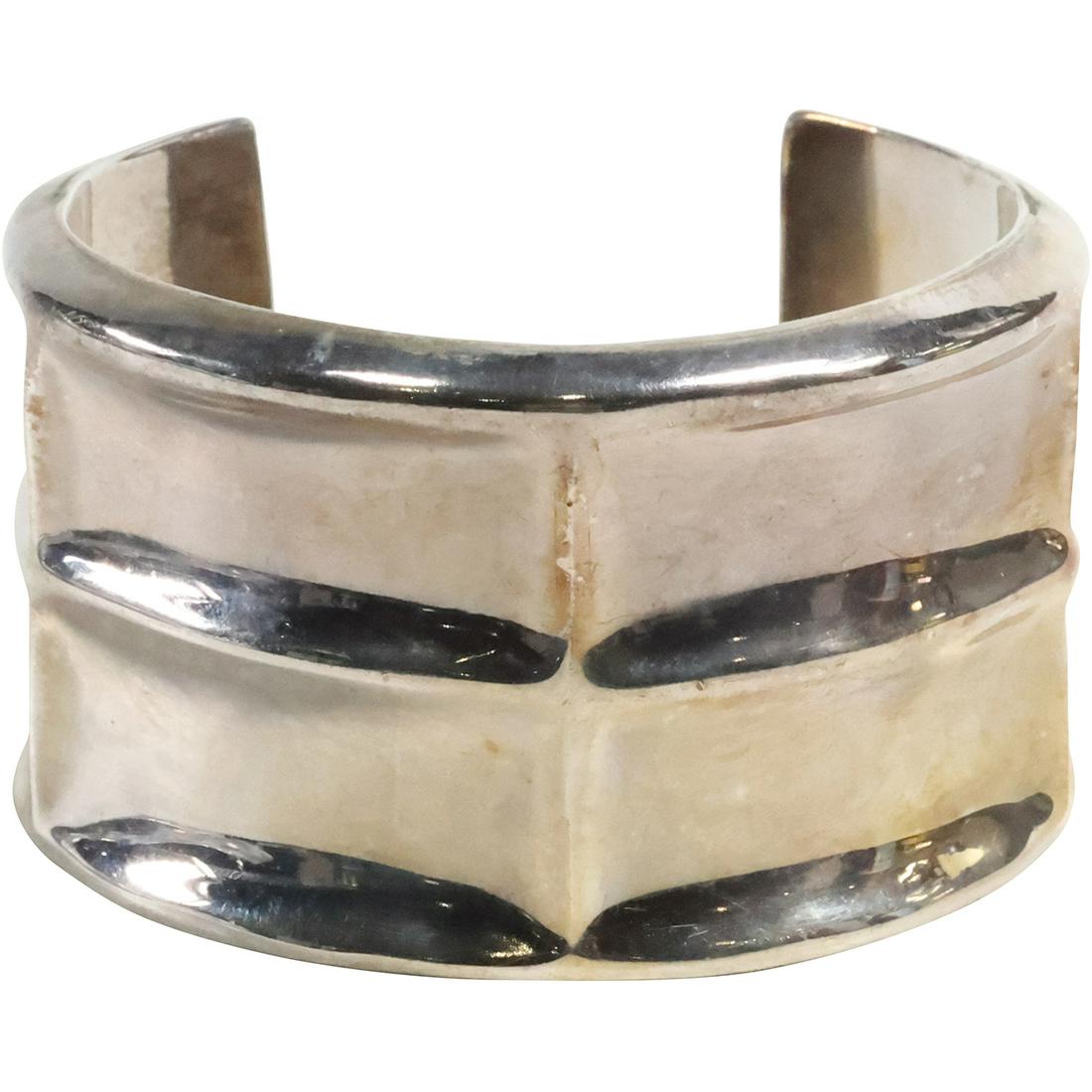 Mexico TF-07 .925 Sterling Silver Rectangular Sectioned Cuff Bracelet Weighs 86.6 grams (1 of 8)