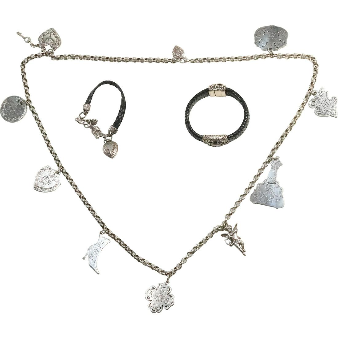 [3] Sterling Coated / Plated BRIGHTON Victorian Charm Necklace, BRIGHTON Charm Cord Bracelet (1 of 20)