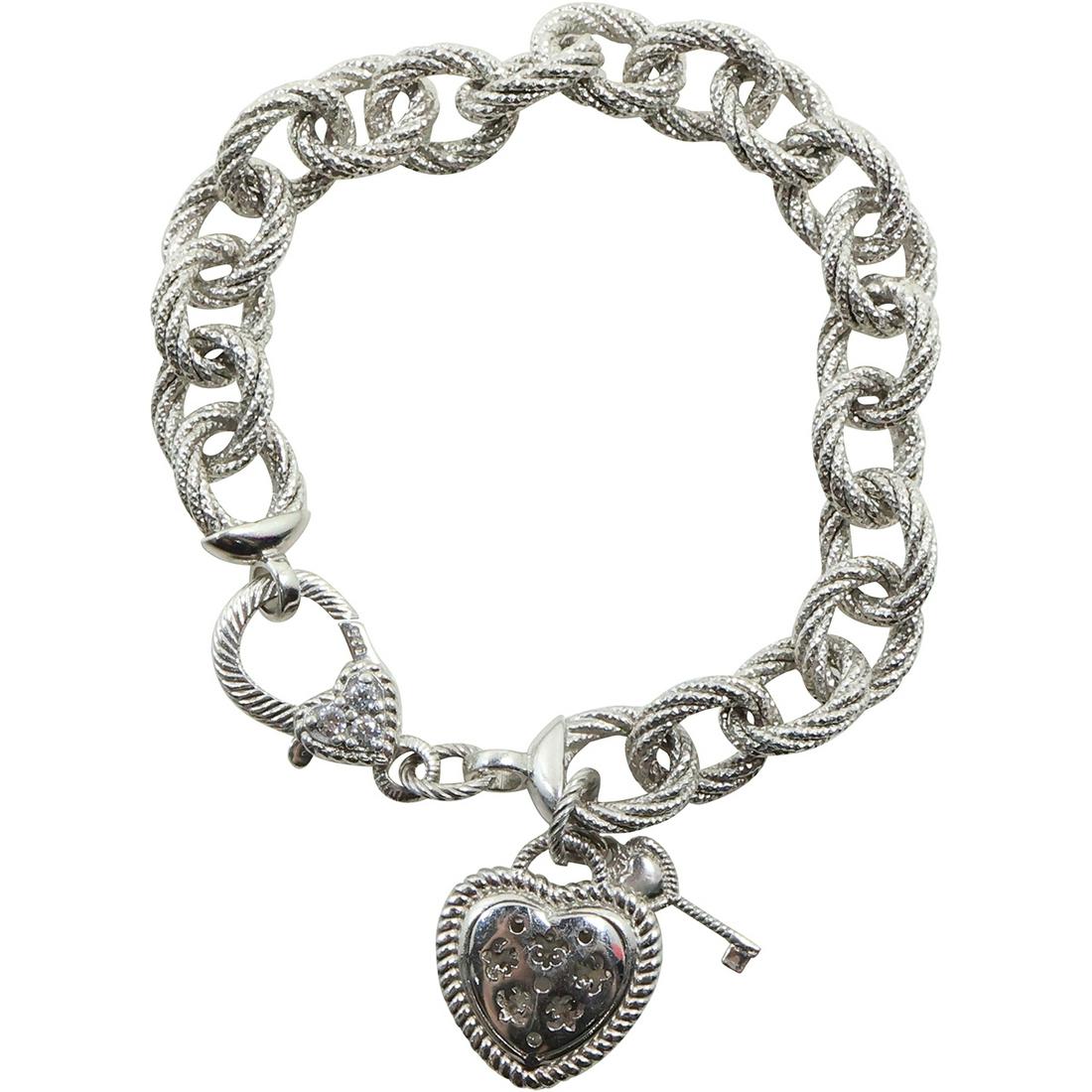 .925 Sterling Silver and CZ Charm Bracelet 8 1/2 in. x 3/4 in. (1 of 10)