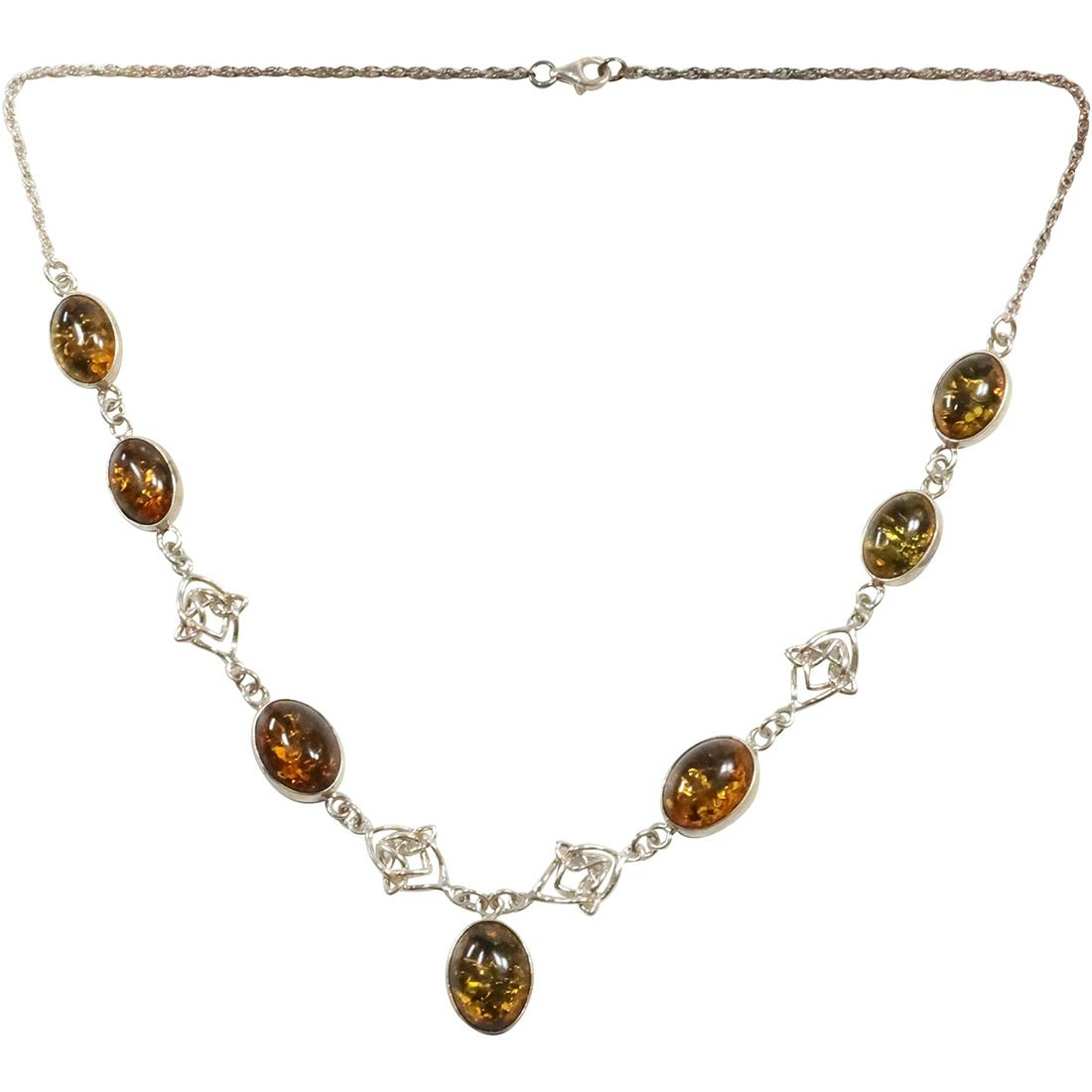 .925 Sterling Silver with Reconstituted Amber Necklace 18 in. x 1/2 in. (1 of 9)