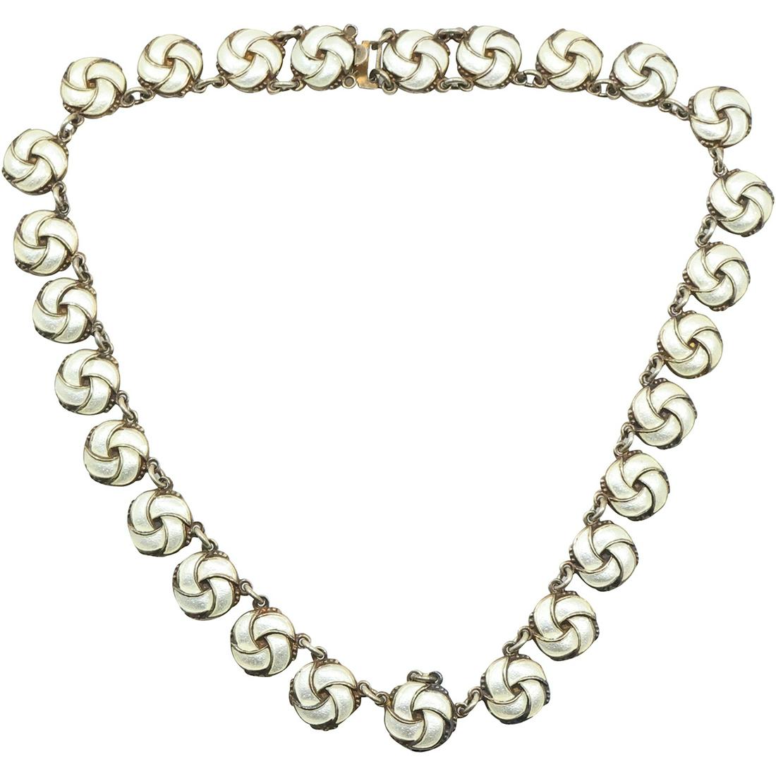 marked Meka Sterling Denmark Enameled Consecutive Braided Knot Circles Necklace 14.5 in. (1 of 12)