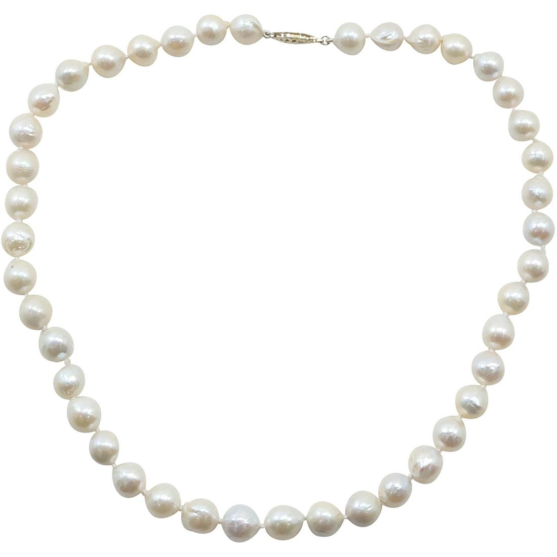 Genuine Cultured Baroque Pearls with .925 Sterling Clasp Necklace 18 in. x 3/8 in.: Genuine Cultured Baroque Pearls with .925 Sterling Clasp Necklace 18 in. x 3/8 in.