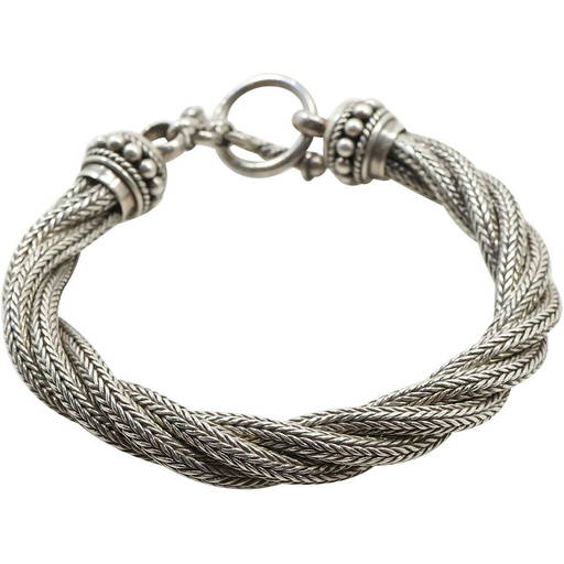 Stunning .925 Ba Sterling Silver Heavy Twisted Wheat 4 Chains Toggle