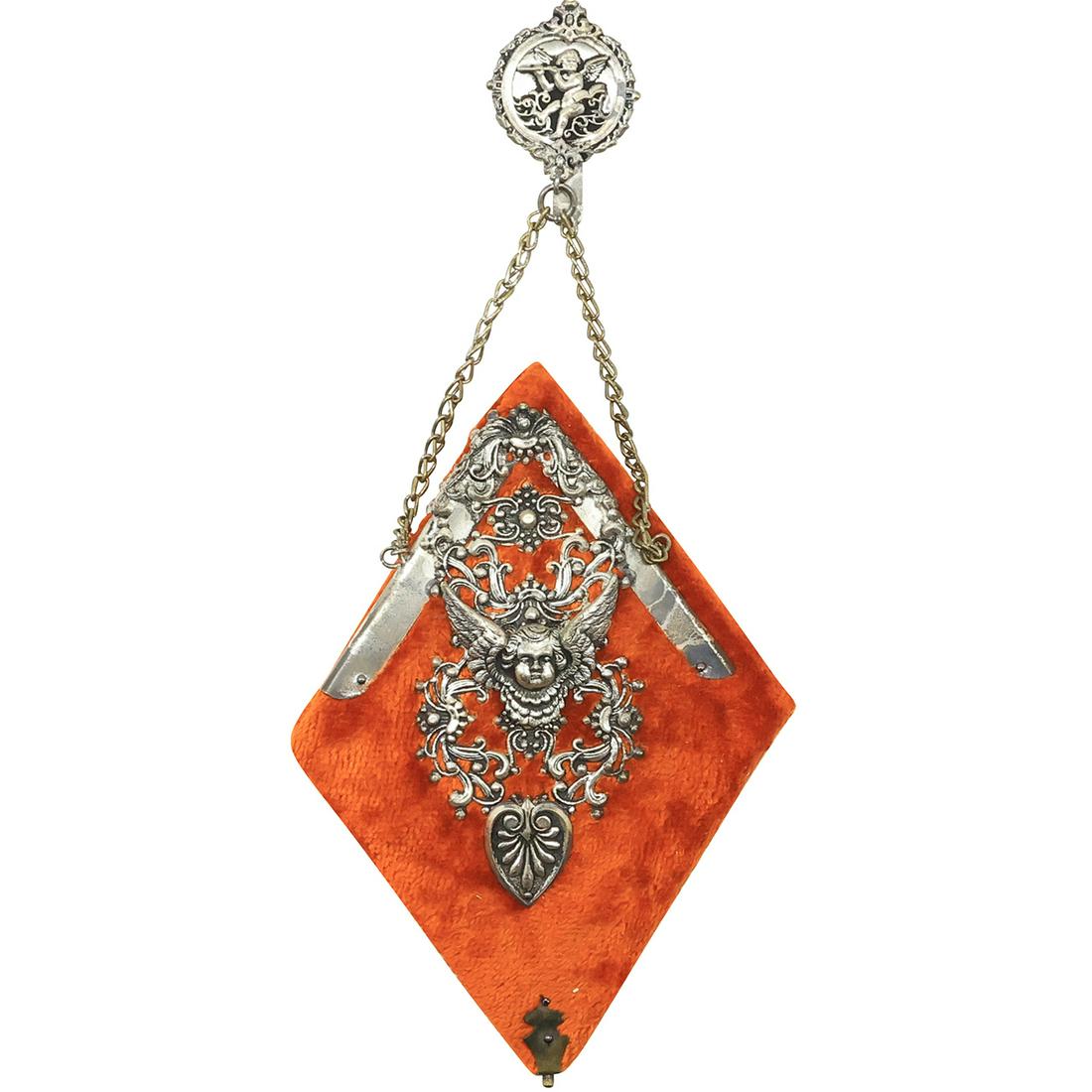 Victorian Velvet and Silver Note Pad Book Unusual Triangular Shape in Original Box (1 of 19)