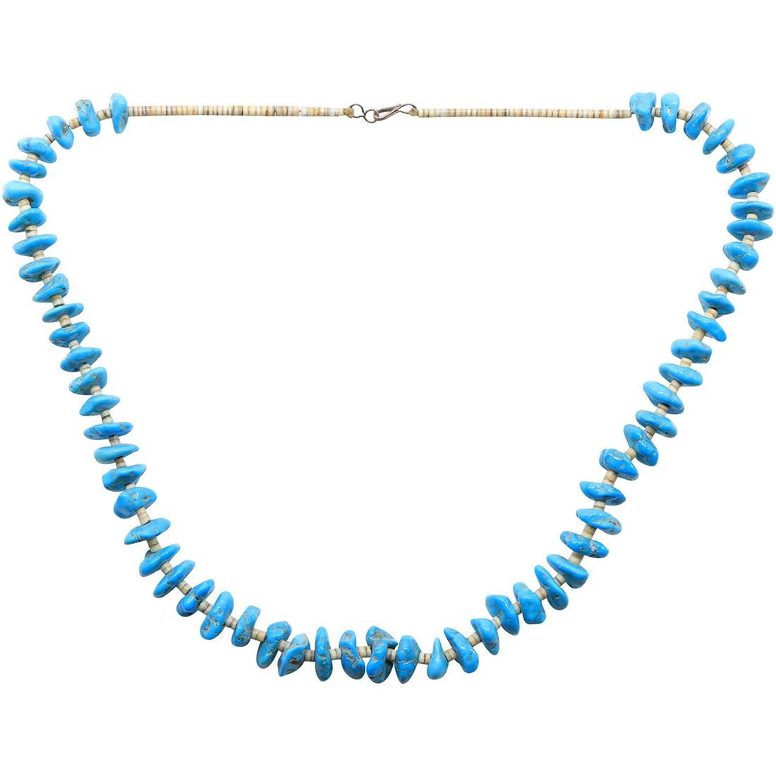 Zuni? American Indian Turquoise Nugget Beads Necklace 24 inches length x 5/8 in. (1 of 12)