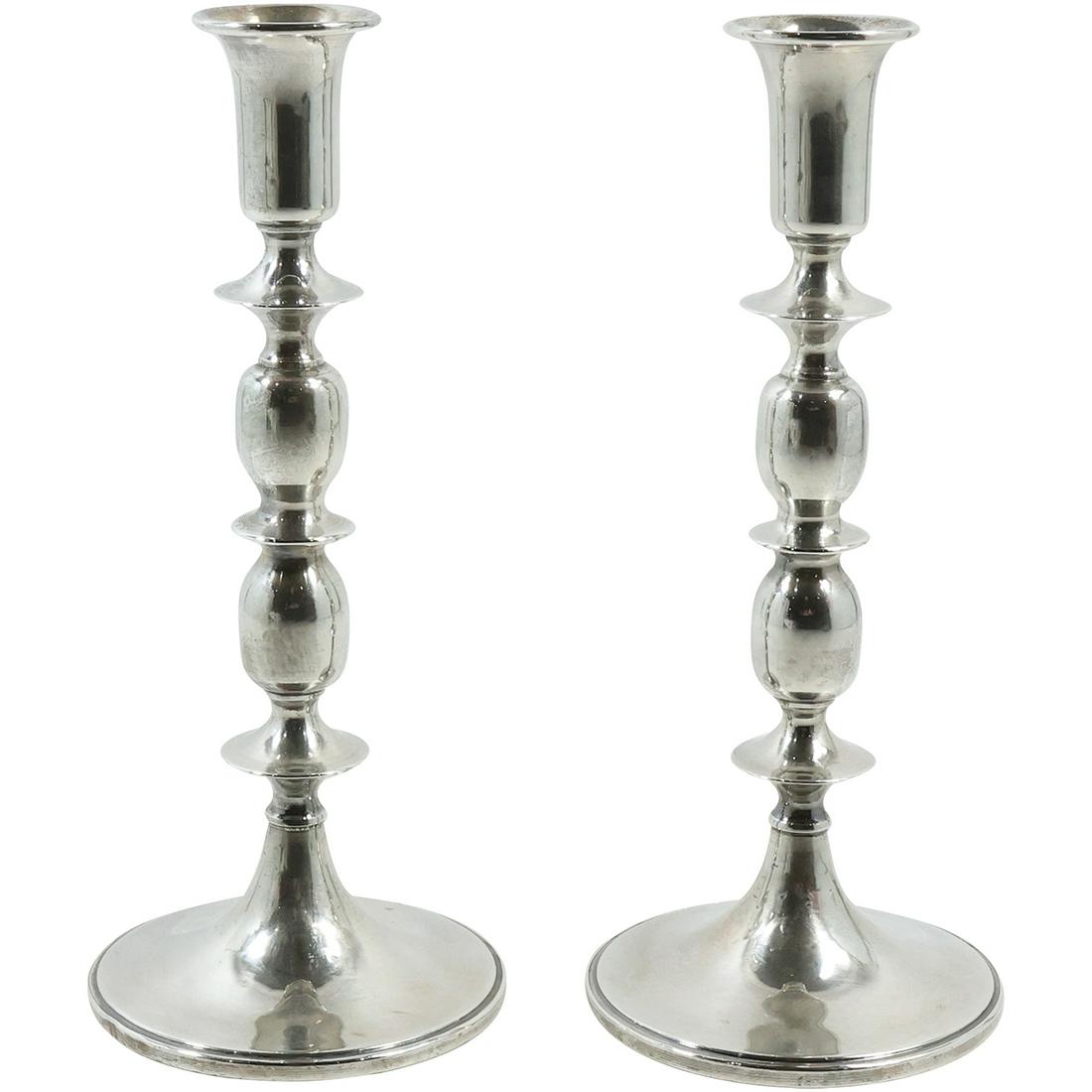CARTIER Pair Tall Sterling Silver Weighted Candlesticks 9 1/4 in. height x 3 3/4 in. wide (1 of 15)