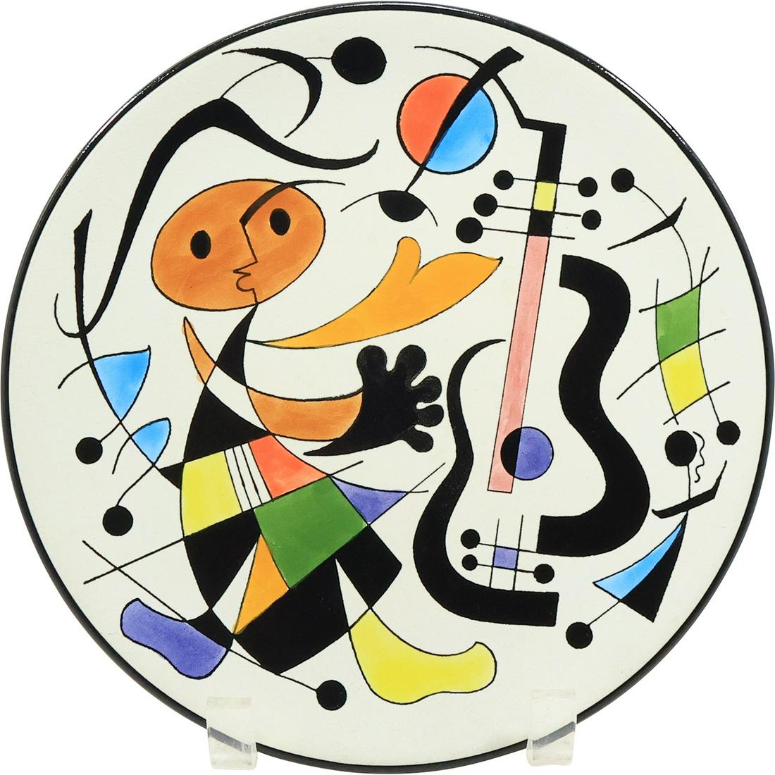 Joan Miro Style by Cermar Colorful Decorative Pottery Cabinet Plate 9 in. diameter (1 of 15)