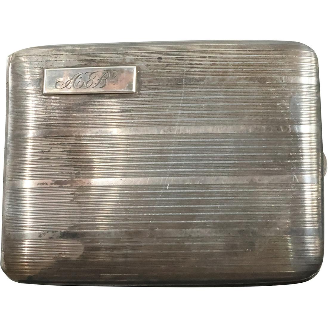Elgin AM Mfg. Co. STERLING SILVER Cigarette Case Made in USA 4.25 in. x 3.25 in. (1 of 9)