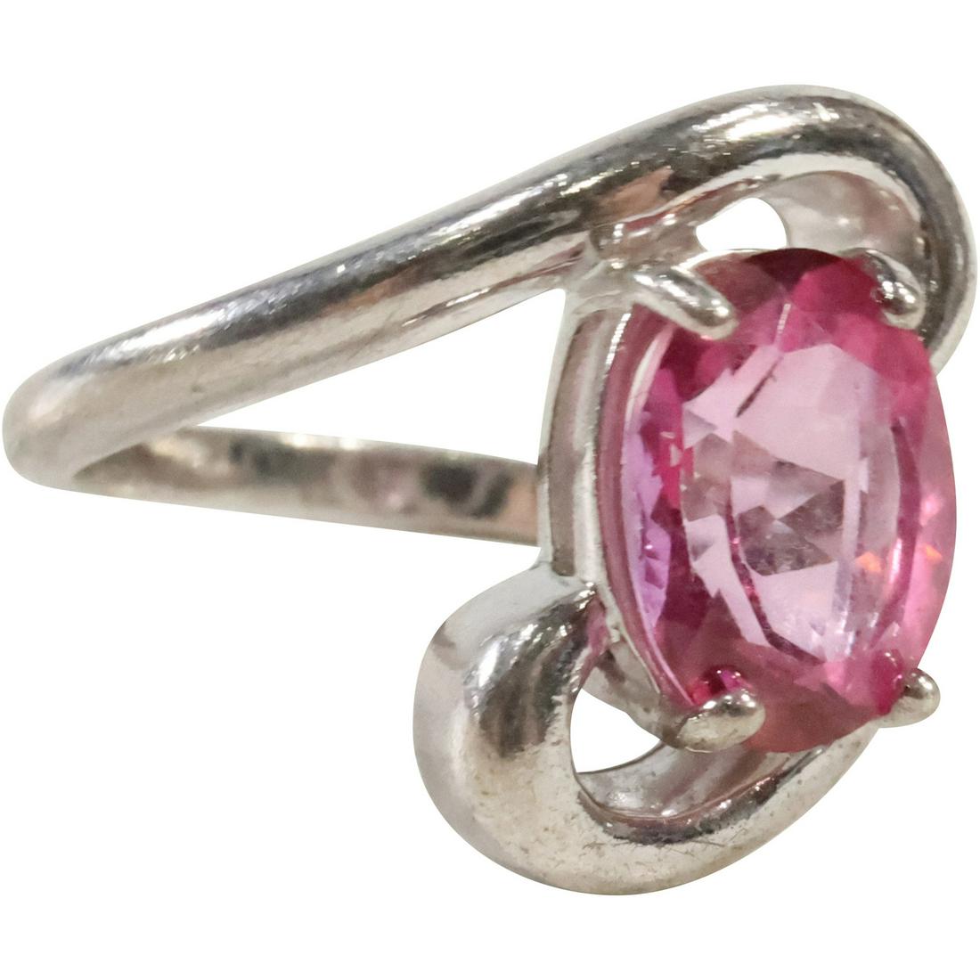 .925 Sterling Silver Pink Topaz Ring Size 8.25  , 7/8 in. x 3/4 in. (1 of 9)