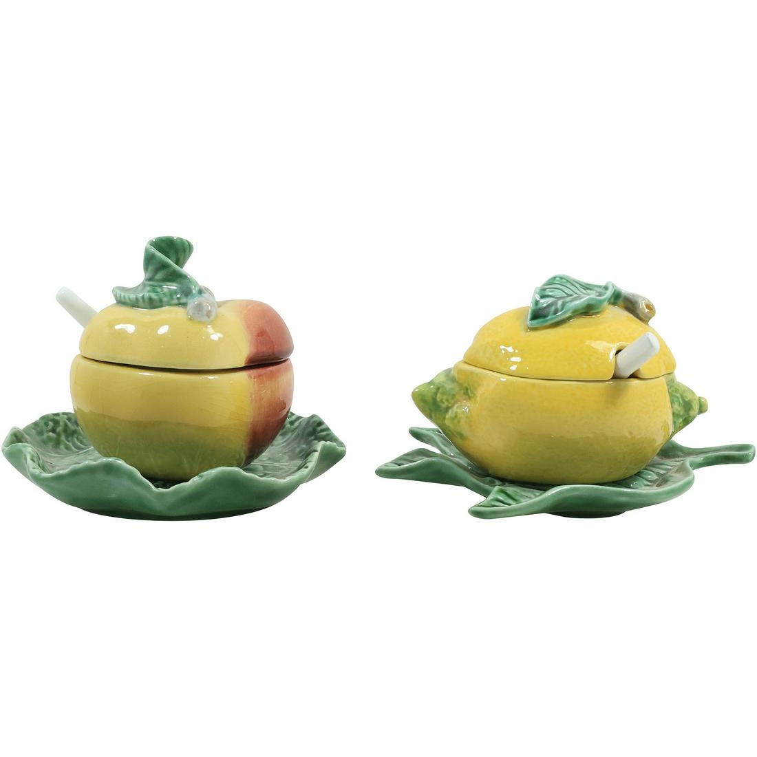[2] Bordallo Pinheiro Portugal Cabbage Leaf and Apple / Lemon Condiment Covered Bowls (1 of 16)