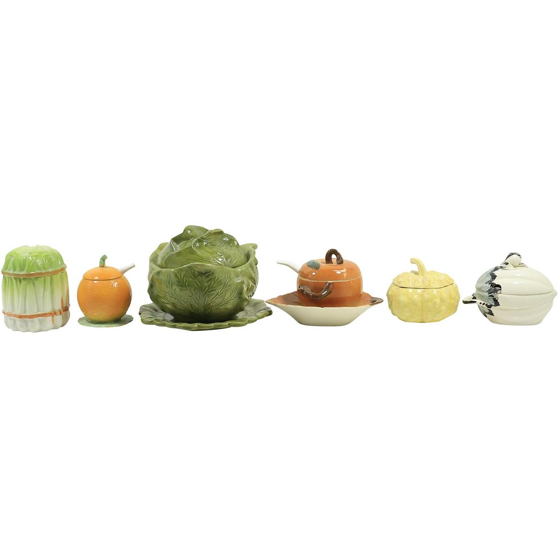 [6] Assorted Ceramic Citrus and Cabbage Condiment Covered Jars (1 of 20)