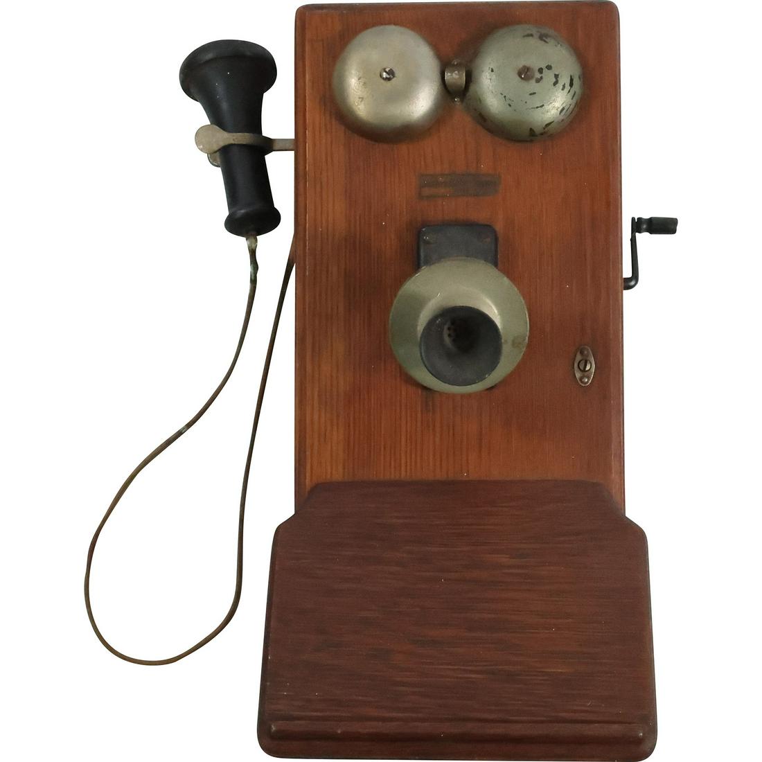 Northern Electric Company Oak Case Wall Telephone - Original Condition with Bells 20.5 in. length (1 of 13)