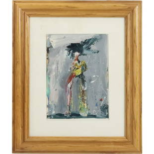 Nathan Oliveira 1928-2010, attributed, American Artist, Standing Female Figure Oil on Paper Painting: Nathan Oliveira 1928-2010, attributed, American Artist, Standing Female Figure Oil on Paper Painting size: 7 x 5, 15.5 x 12.5 outside frame