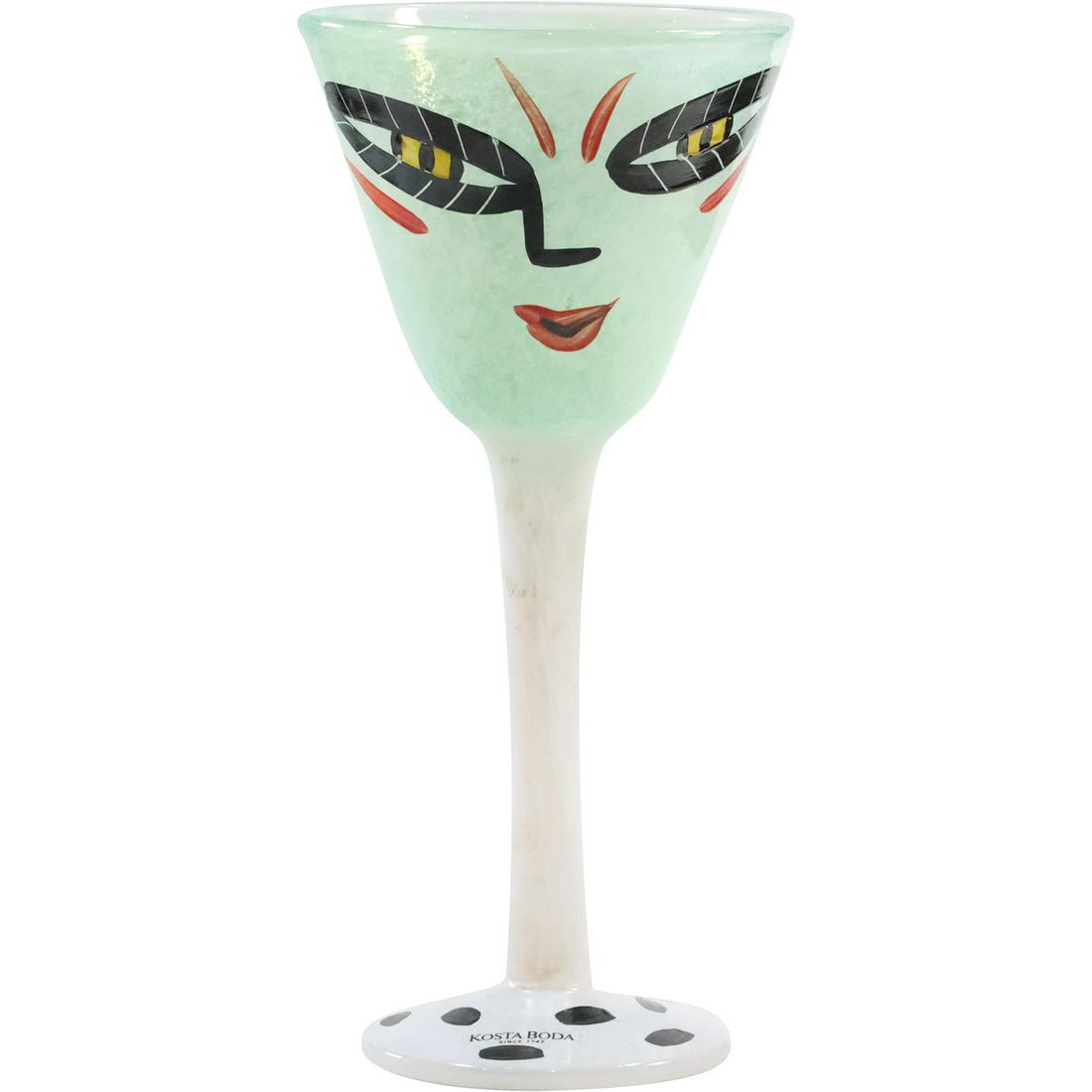 Kosta Boda Open Minds Water Goblet by Ulrica Hydman Vallien 7.25 inches height: Kosta Boda Open Minds Water Goblet by Ulrica Hydman Vallien size: 7.25 in. x 3.5 in.