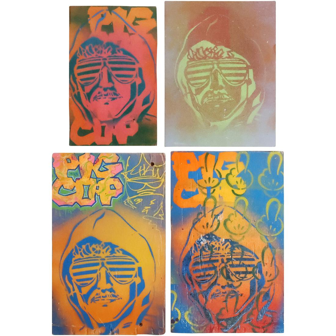 [4] Assorted Street Art, Pop Art, Silkscreens on Wood Panels Portraits: [4] Assorted Street Art, Pop Art, Silkscreens on Wood Panels Portraits. size: between 11.25 x 7 and 14.25 x 8.75