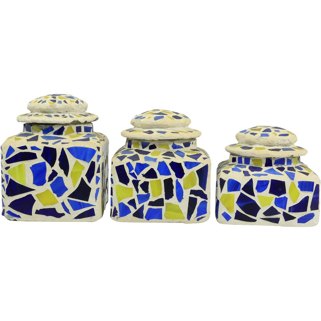 [3] Mid-Century Modern Mosaic Ceramic Canister Jars in Graduated Sizes (1 of 20)
