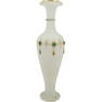 White Opaque Glass Vase with Jewels and Gold Accent Decoration 12.5 inches height